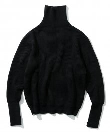 19fw wool turtle neck knit black