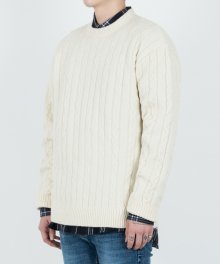 CABLE LAMBS WOOL KNIT (Cream)