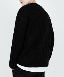 CABLE LAMBS WOOL KNIT (Black)