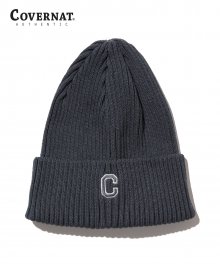 C LOGO KNIT RIP BEANIE GREIGE