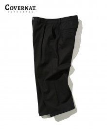 TWILL TUCK WIDE PANTS BLACK