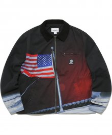 American Flag Work Jacket Black