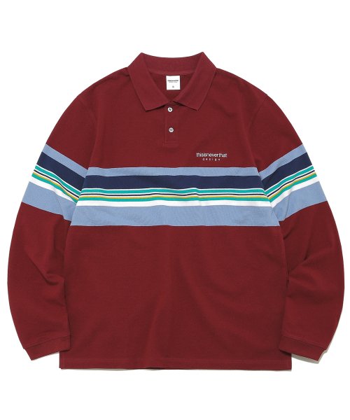 디스이즈네버댓(THISISNEVERTHAT) L-Logo Striped Jersey Polo Burgundy - 79,000 | 무신사 스토어