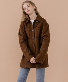 Overfit woolen shirt jacket_brown