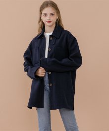 Overfit woolen shirt jacket_navy