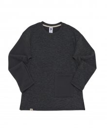 KNIT X TERRY COMBINATION POCKET TEE (Charcoal)