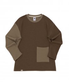 KNIT X TERRY COMBINATION POCKET TEE (Beige)