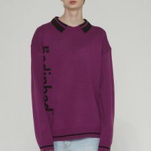 LOGO COLLAR KNIT_PURPLE