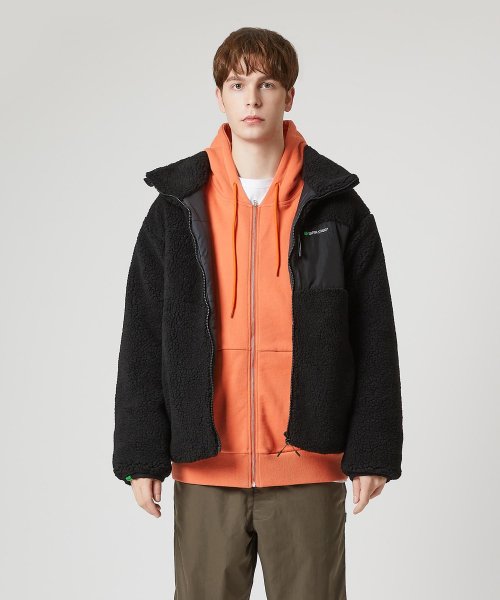 셀피쉬(selfish) 배색 포켓 패딩 뽀글이 자켓 (SBW3JK02) (BLACK)