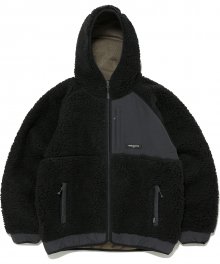 Hooded Boa Fleece Jacket Black