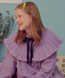 (MF-19737) KNIT CAPE COLLAR LAVENDER