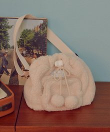 (BG-19703) BOUCLE BUCKET BAG IVORY