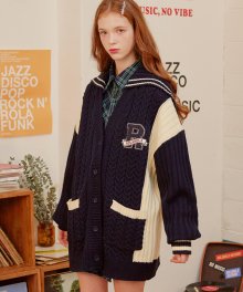 (CD-19732) SAILOR COLOR BLOCK CARDIGAN NAVY