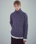 벨리에(BELIER) Blank Wool-Blend Roll-neck Sweater - Melange Navy [블랭크 터틀넥 스웨터 - 멜란지 네이비]