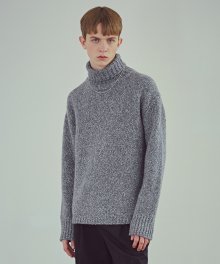 Blank Wool-Blend Roll-neck Sweater - Melange Grey [블랭크 터틀넥 스웨터 - 멜란지 그레이]