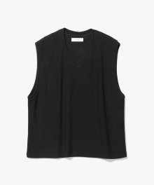 Silky V-Neck Vest [Black]