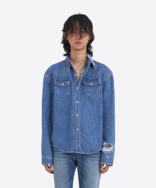 DESTROYED DENIM JACKET _ BLUE