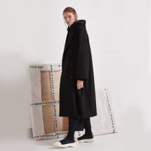 Diagonal Pleat Long Coat (BK)