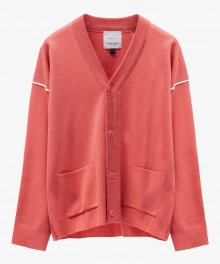 Twofold Line Cardigan - Living Coral