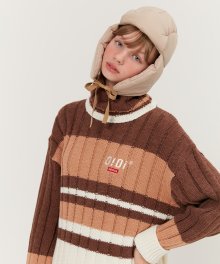 TURTLE NECK HEAVY KNIT_brown