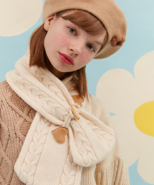 DUFFLE POINT KNIT MUFFLER_ivory