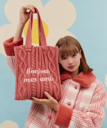 BONJOUR MES AMIS KNIT BAG_coral