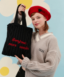 BONJOUR MES AMIS KNIT BAG_black