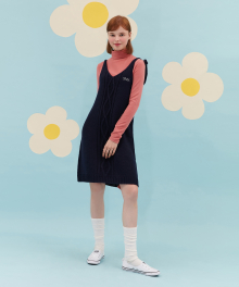 RIBBON KNIT ONEPIECE_navy