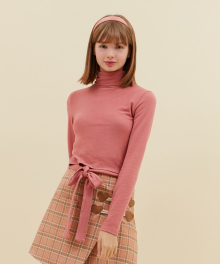 RIBBON STRAP POLO NECK T-SHIRTS_pink