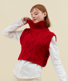 TURTLE NECK KNIT VEST_red