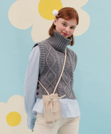 TURTLE NECK KNIT VEST_grey