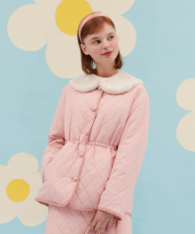 FUR CAPE QUILT JACKET_pink