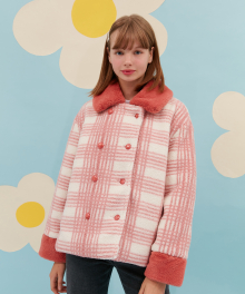 CHECK FUR JACKET_pink