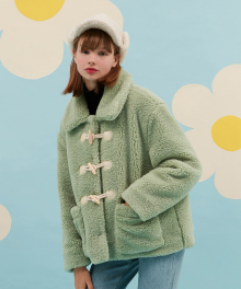 DUFFLE POINT FUR COAT_melon