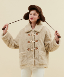 DUFFLE POINT FUR COAT_beige