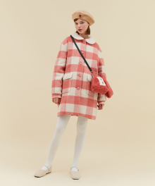 FUR POINT COAT_pink check