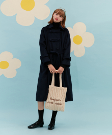 HOODIE WOOL COAT_navy