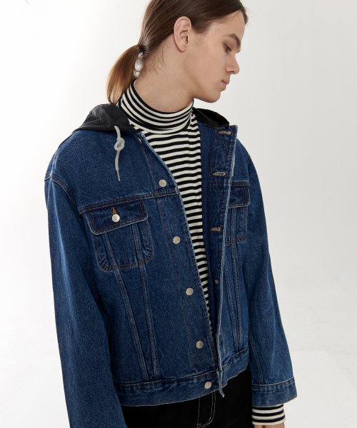 뉴비(newbie) 19f/w후디데님자켓(딥블루)