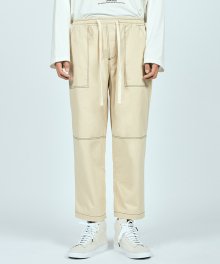 CTRS ST CROPPED BAND PANTS BEIGE