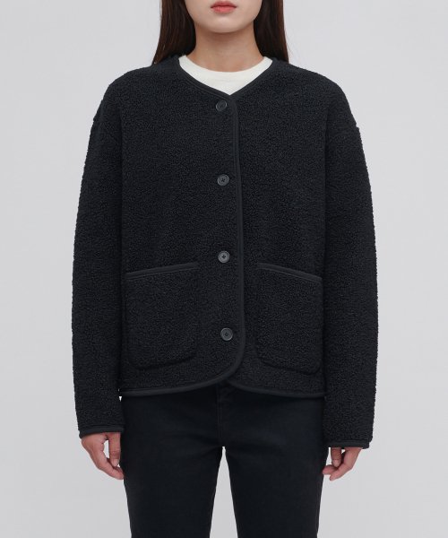 Uniqlo women fleece outlet collarless jacket