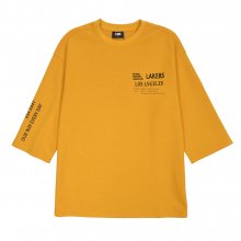 LAL LAKERS 뒷넥 절개 포인트 7부 티셔츠_MUSTARD