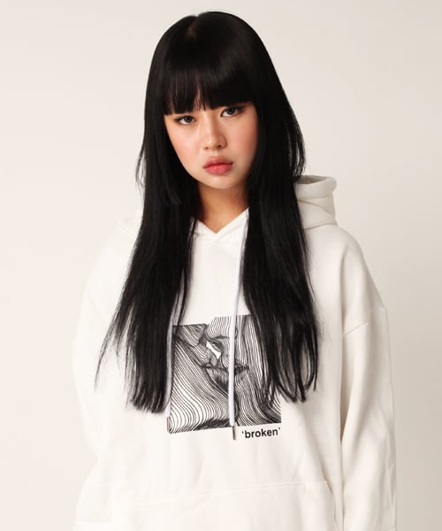 리스펙트(respect) 브로큰 리스펙트 후드티 (화이트)