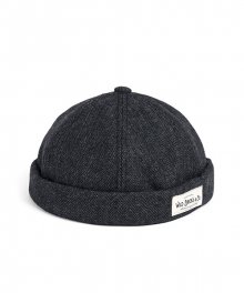 WOOL HERRINGBONE BRIMLESS CAP (grey)