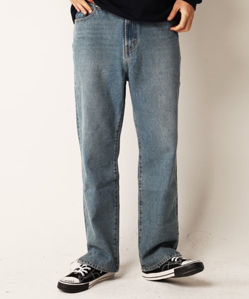 리스펙트(respect) 리스펙트 슬릿 와이드 데님 팬츠 (샌드 브러쉬 워싱)