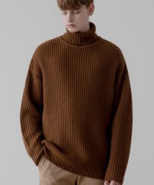 19FW 오버핏 텍스처드 터틀넥 니트 [BROWN]