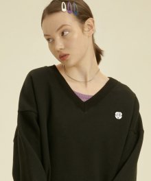 Rose V Neck Sweatshirt [BLACK]