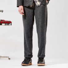 WOOL FLANNEL PANTS GRAY