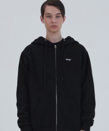 T39F REVERSED LOGO HOOD ZIP  UP (BLACK)