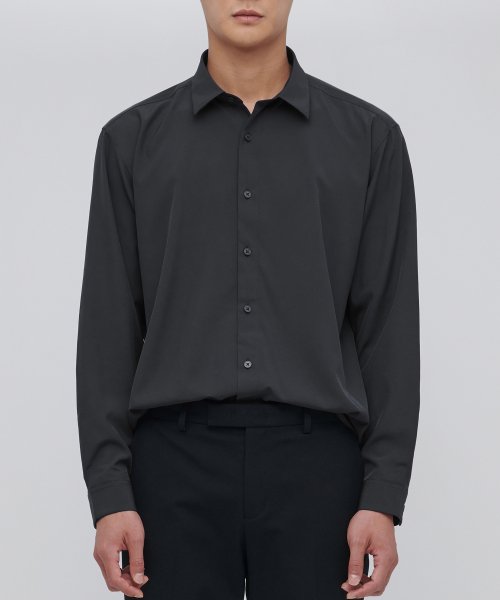 무신사 스탠다드(musinsastandard) 릴렉스 핏 실키 셔츠 [다크 그레이]