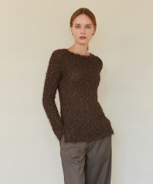 A FEATHER KNIT TOP_BROWN